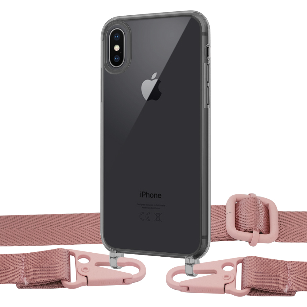 

Чехол Upex Crossbody Protection Case для iPhone XS Max Dark with Harness Rose Gold