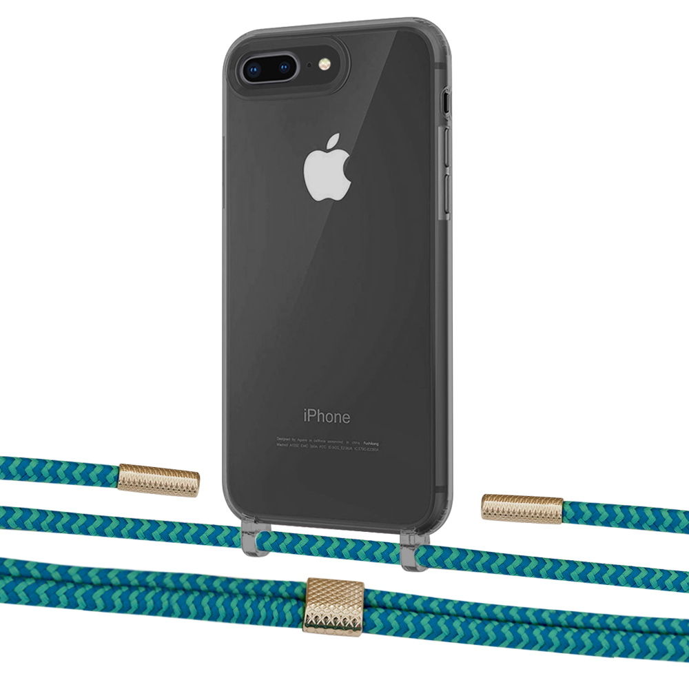 

Чехол Upex Crossbody Protection Case для iPhone 8 Plus | 7 Plus Dark with Twine Cyan and Fausset Gold