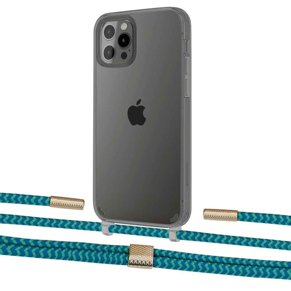

Чехол Upex Crossbody Protection Case для iPhone 12 Pro Max Dark with Twine Cyan and Fausset Gold