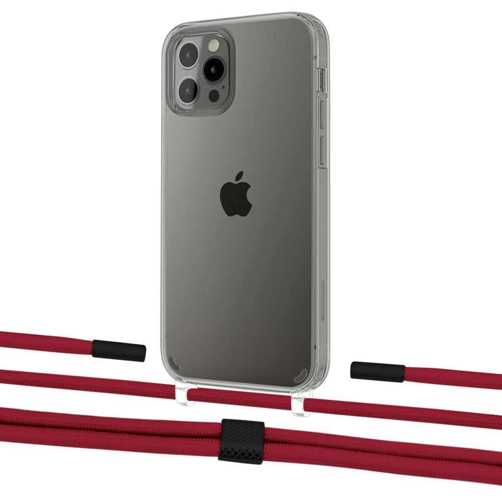 

Чехол Upex Crossbody Protection Case для iPhone 12 Pro Max Crystal with Twine Red and Fausset Matte Black