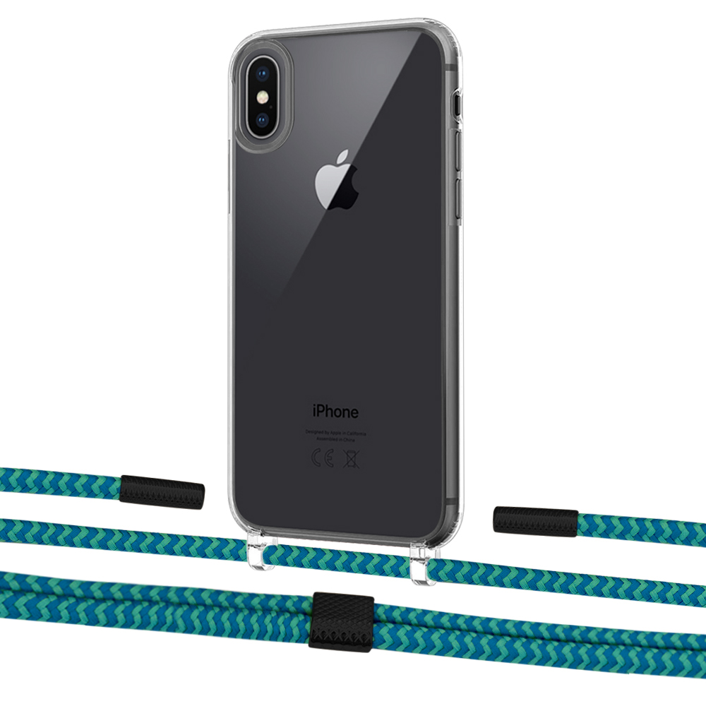 

Чехол Upex Crossbody Protection Case для iPhone XS | X Crystal with Twine Cyan and Fausset Matte Black