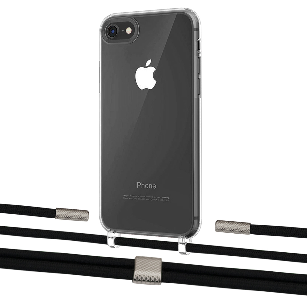 

Чехол Upex Crossbody Protection Case для iPhone SE 2020 | 8 | 7 Crystal with Twine Black and Fausset Silver