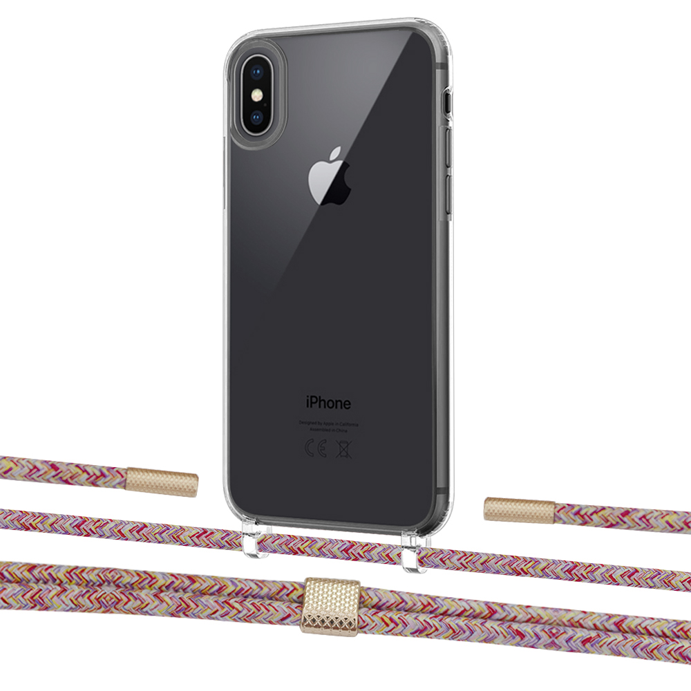 

Чехол Upex Crossbody Protection Case для iPhone XS Max Crystal with Twine Mulberry and Fausset Gold