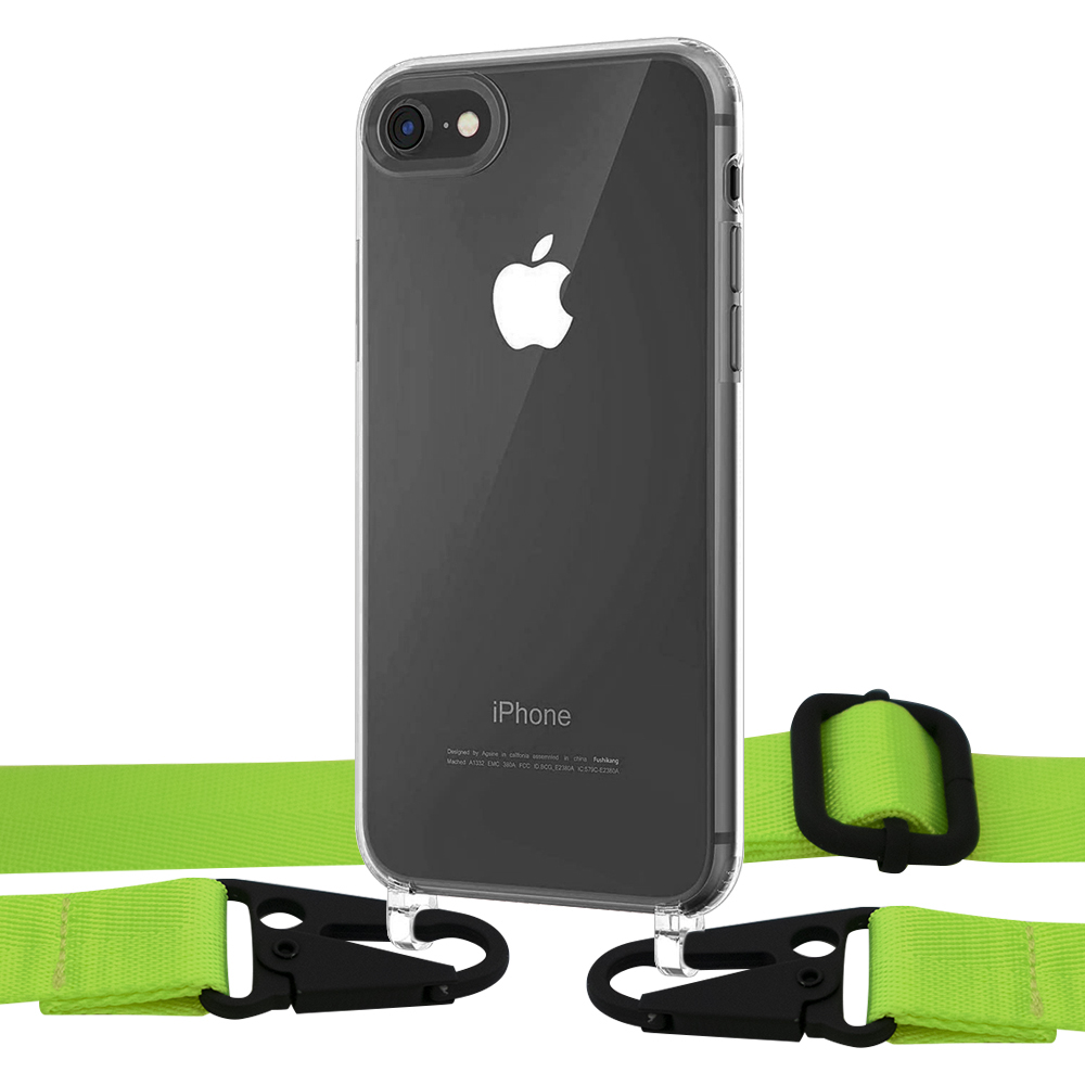 

Чехол Upex Crossbody Protection Case для iPhone SE 2020 | 8 | 7 Crystal with Harness Toxic Green