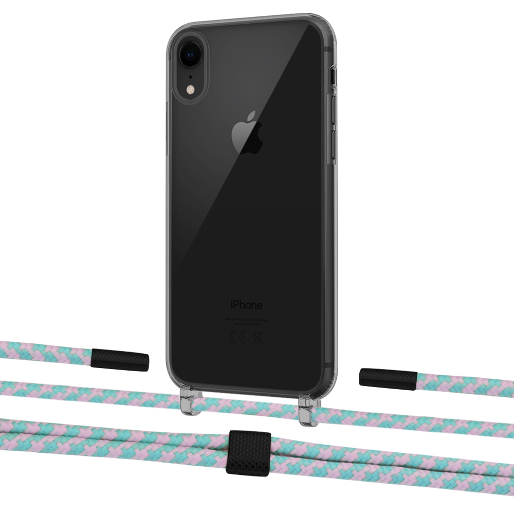 

Чехол Upex Crossbody Protection Case для iPhone XR Dark with Twine Turquoise and Fausset Matte Black