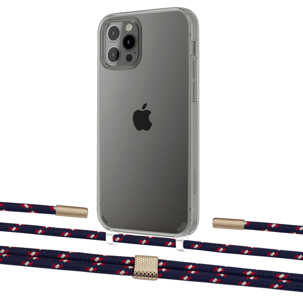 

Чехол Upex Crossbody Protection Case для iPhone 12 Pro Max Crystal with Twine Blue Marine and Fausset Gold