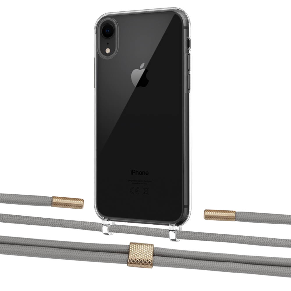 

Чехол Upex Crossbody Protection Case для iPhone XR Crystal with Twine Gray and Fausset Gold