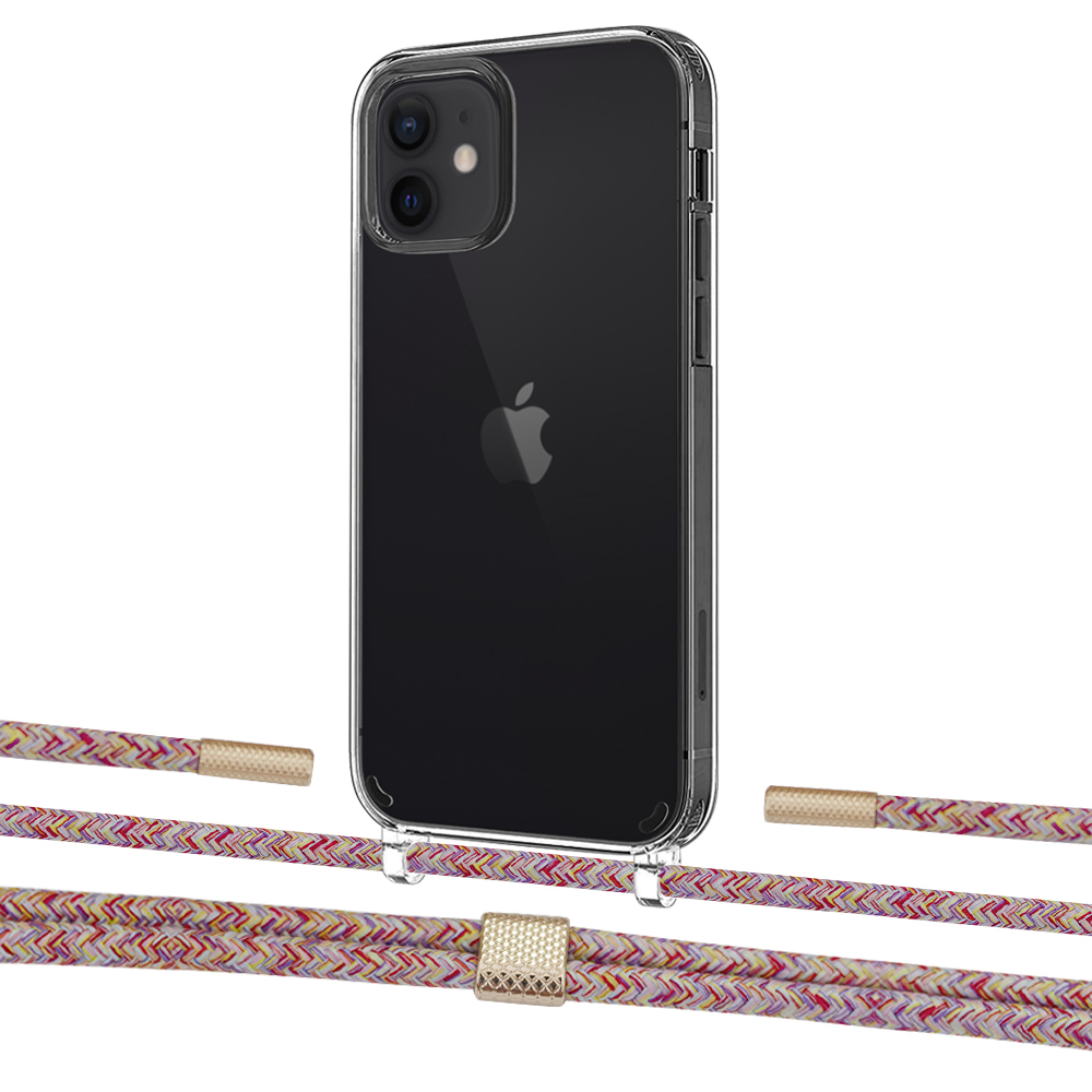

Чехол Upex Crossbody Protection Case для iPhone 12 | 12 Pro Crystal with Twine Mulberry and Fausset Gold