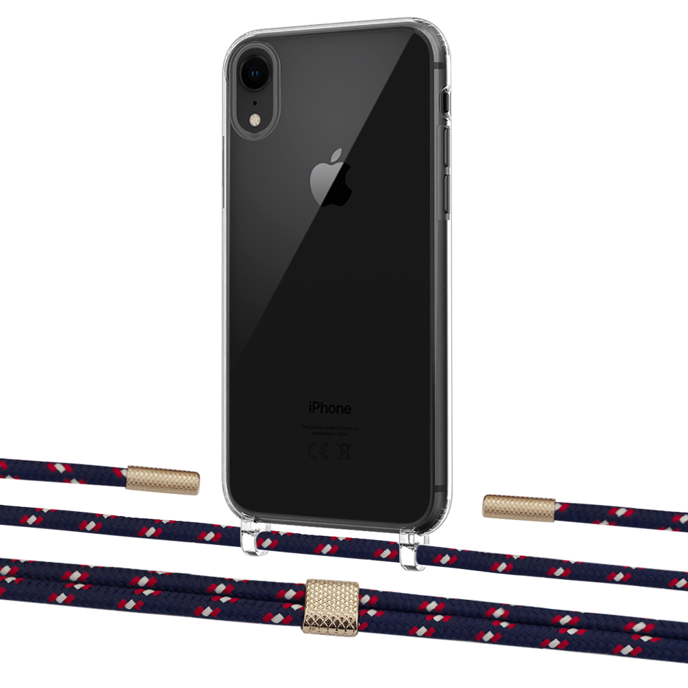 

Чехол Upex Crossbody Protection Case для iPhone XR Crystal with Twine Blue Marine and Fausset Gold