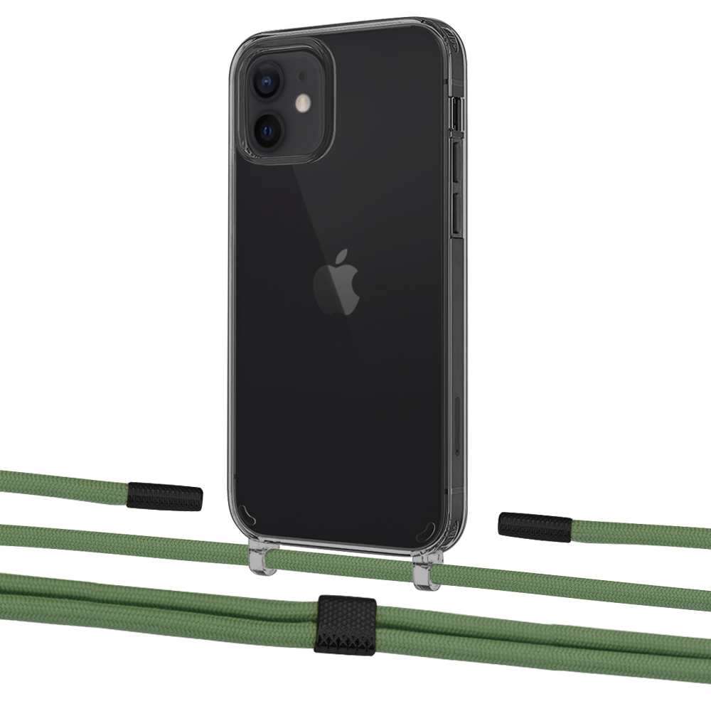 

Чехол Upex Crossbody Protection Case для iPhone 12 mini Dark with Twine Mint and Fausset Matte Black