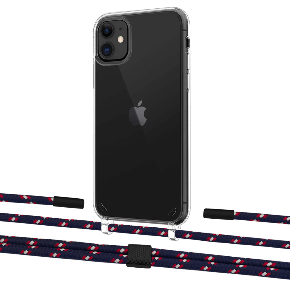 

Чехол Upex Crossbody Protection Case для iPhone 11 Crystal with Twine Blue Marine and Fausset Matte Black