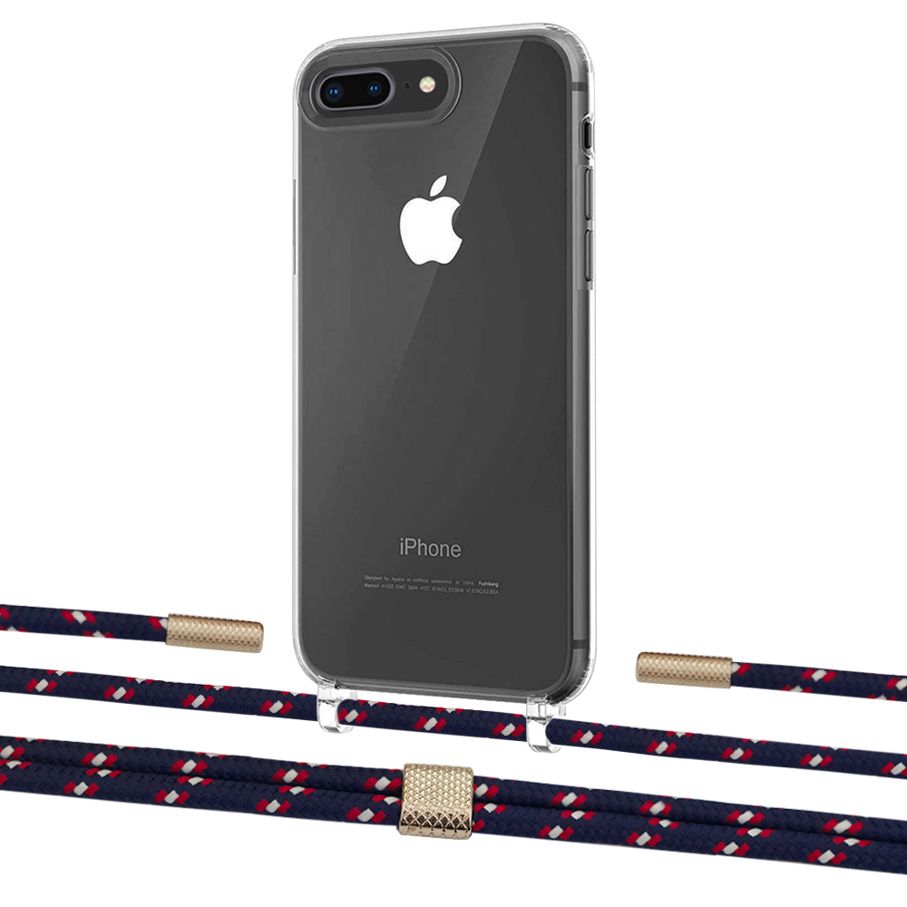 

Чехол Upex Crossbody Protection Case для iPhone 8 Plus | 7 Plus Crystal with Twine Blue Marine and Fausset Gold