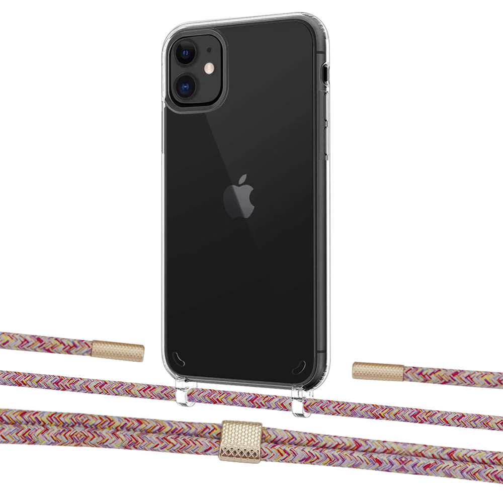 

Чехол Upex Crossbody Protection Case для iPhone 11 Crystal with Twine Mulberry and Fausset Gold