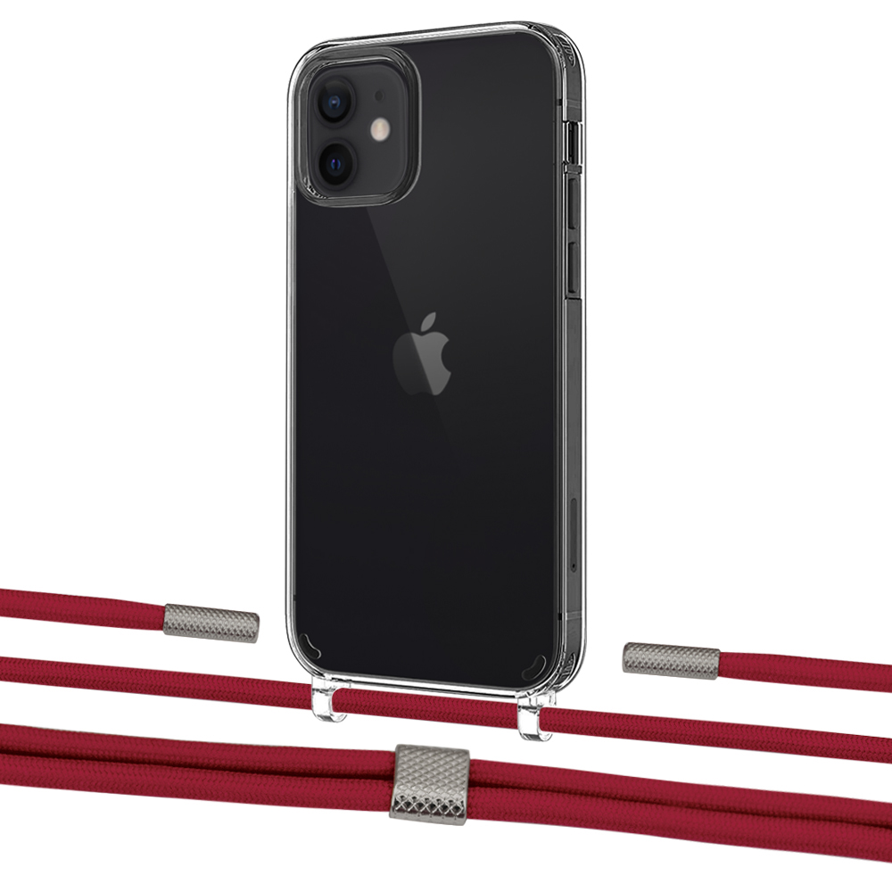 

Чехол Upex Crossbody Protection Case для iPhone 12 mini Crystal with Twine Red and Fausset Silver