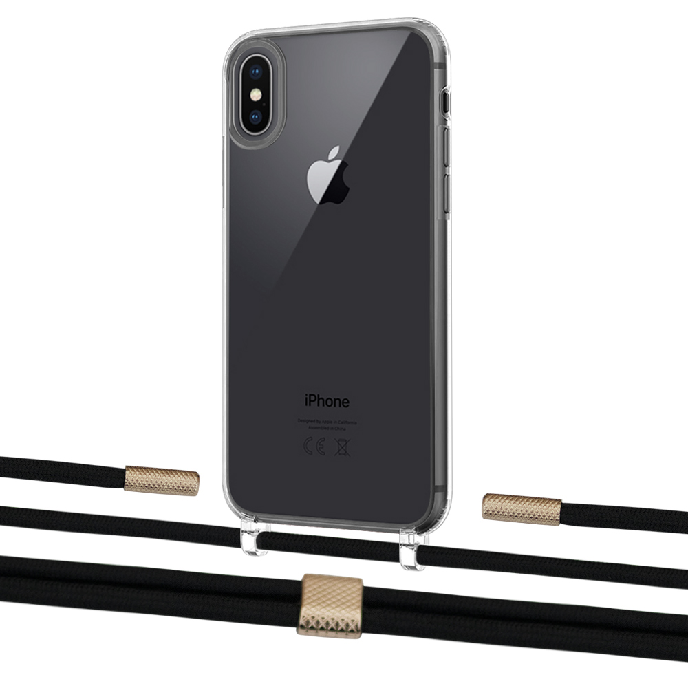 

Чехол Upex Crossbody Protection Case для iPhone XS | X Crystal with Twine Black and Fausset Gold
