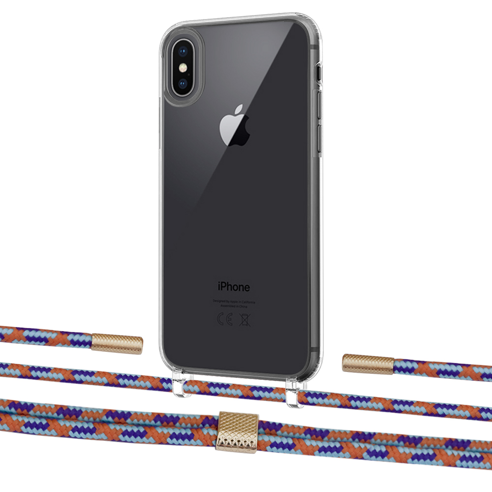 

Чехол Upex Crossbody Protection Case для iPhone XS Max Crystal with Twine Blue Sunset and Fausset Gold
