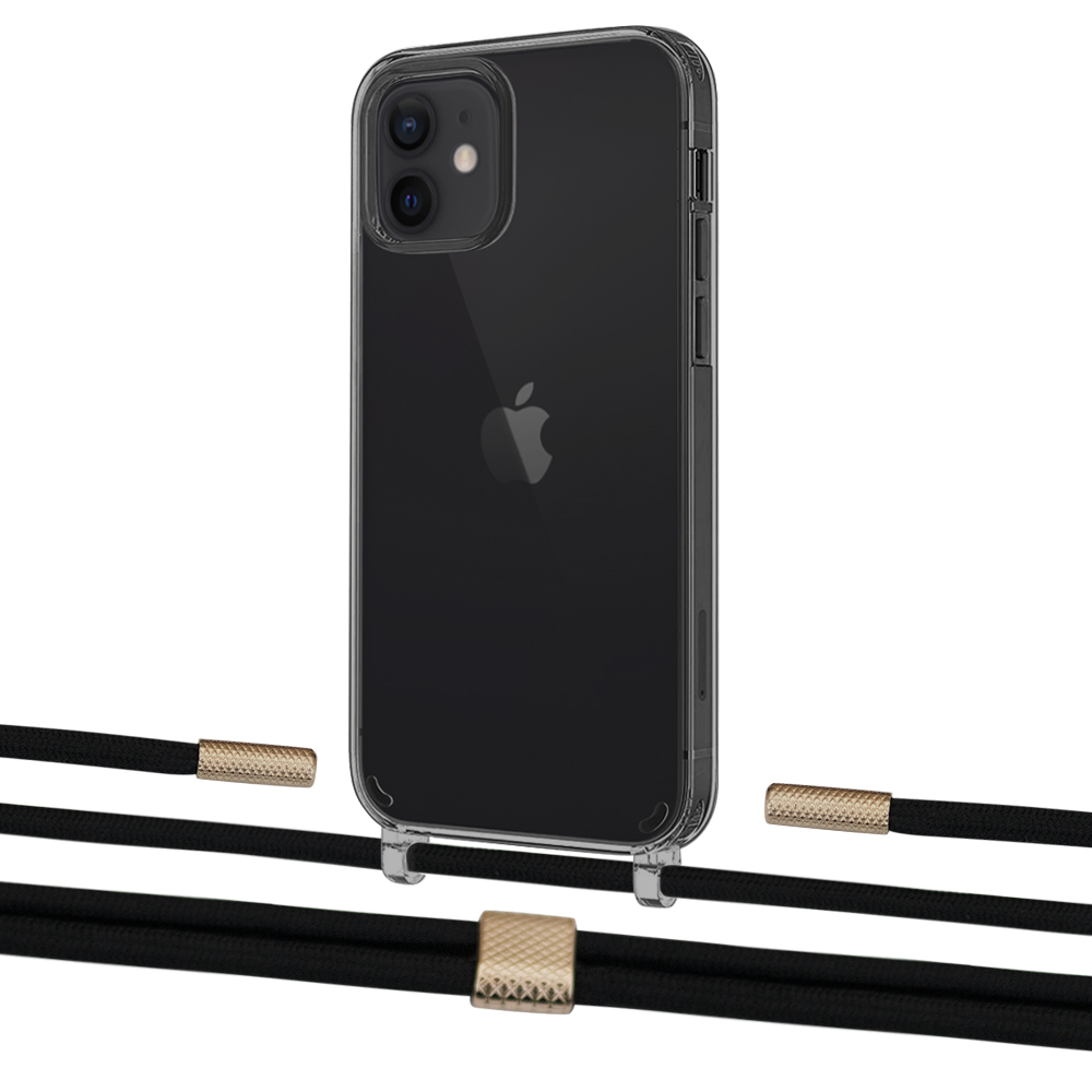 

Чехол Upex Crossbody Protection Case для iPhone 12 | 12 Pro Dark with Twine Black and Fausset Gold
