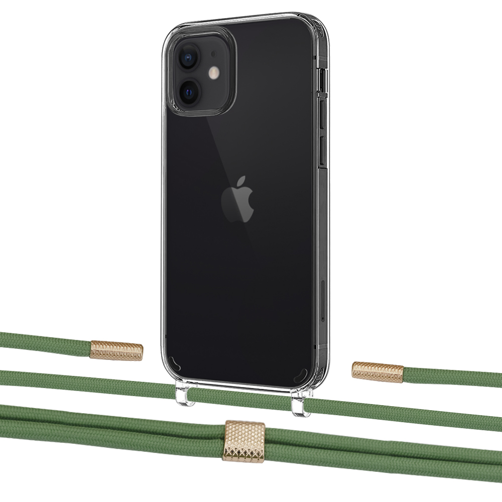 

Чехол Upex Crossbody Protection Case для iPhone 12 mini Crystal with Twine Mint and Fausset Gold
