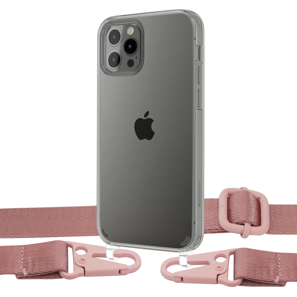 

Чехол Upex Crossbody Protection Case для iPhone 12 Pro Max Crystal with Harness Rose Gold
