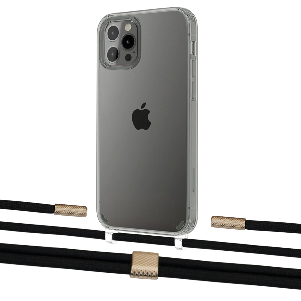 

Чехол Upex Crossbody Protection Case для iPhone 12 Pro Max Crystal with Twine Black and Fausset Gold
