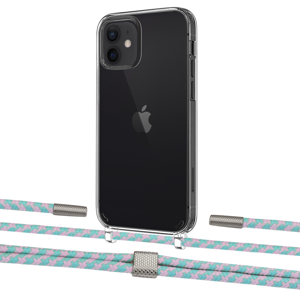 

Чехол Upex Crossbody Protection Case для iPhone 12 | 12 Pro Crystal with Twine Turquoise and Fausset Silver