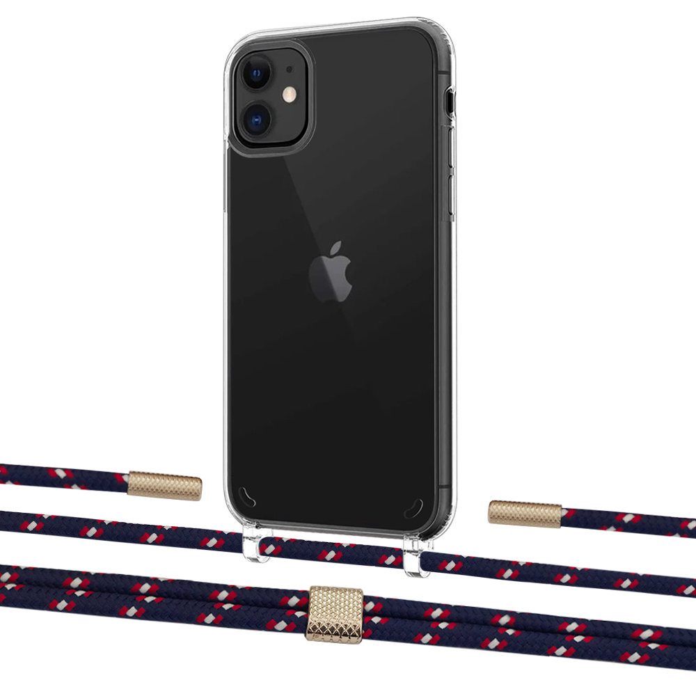 

Чехол Upex Crossbody Protection Case для iPhone 11 Crystal with Twine Blue Marine and Fausset Gold