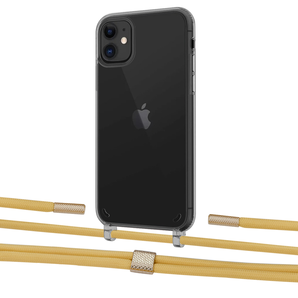 

Чехол Upex Crossbody Protection Case для iPhone 11 Dark with Twine Sunflower and Fausset Gold