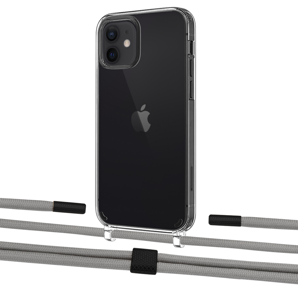 

Чехол Upex Crossbody Protection Case для iPhone 12 | 12 Pro Crystal with Twine Gray and Fausset Matte Black