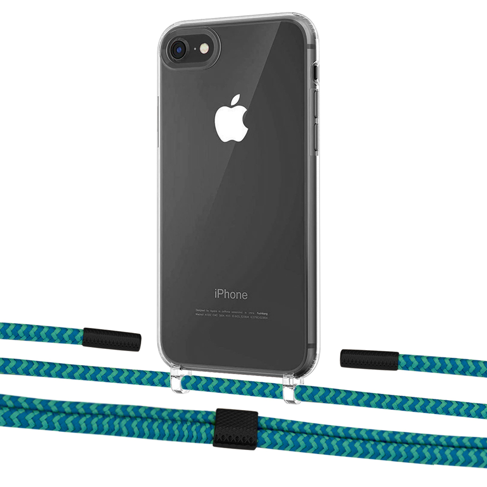 

Чехол Upex Crossbody Protection Case для iPhone SE 2020 | 8 | 7 Crystal with Twine Cyan and Fausset Matte Black