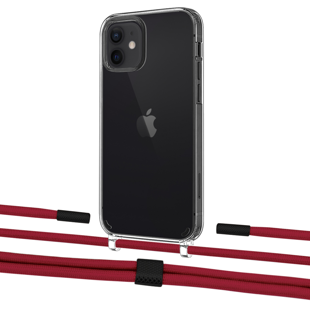 

Чехол Upex Crossbody Protection Case для iPhone 12 mini Crystal with Twine Red and Fausset Matte Black