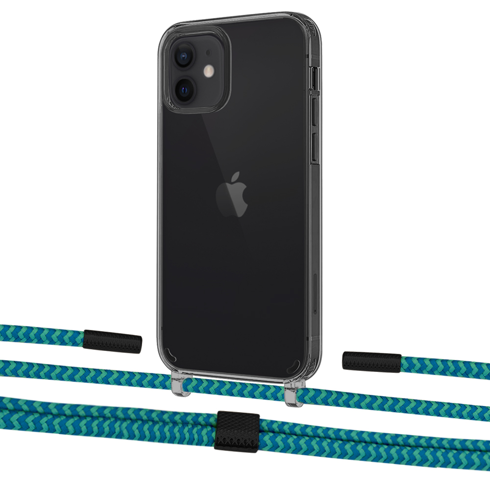 

Чехол Upex Crossbody Protection Case для iPhone 12 | 12 Pro Dark with Twine Cyan and Fausset Matte Black