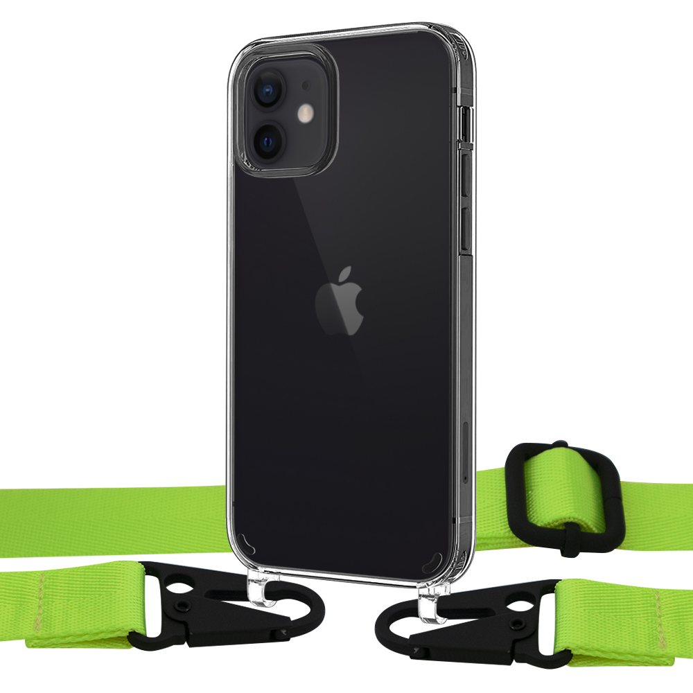 

Чехол Upex Crossbody Protection Case для iPhone 12 mini Crystal with Harness Toxic Green