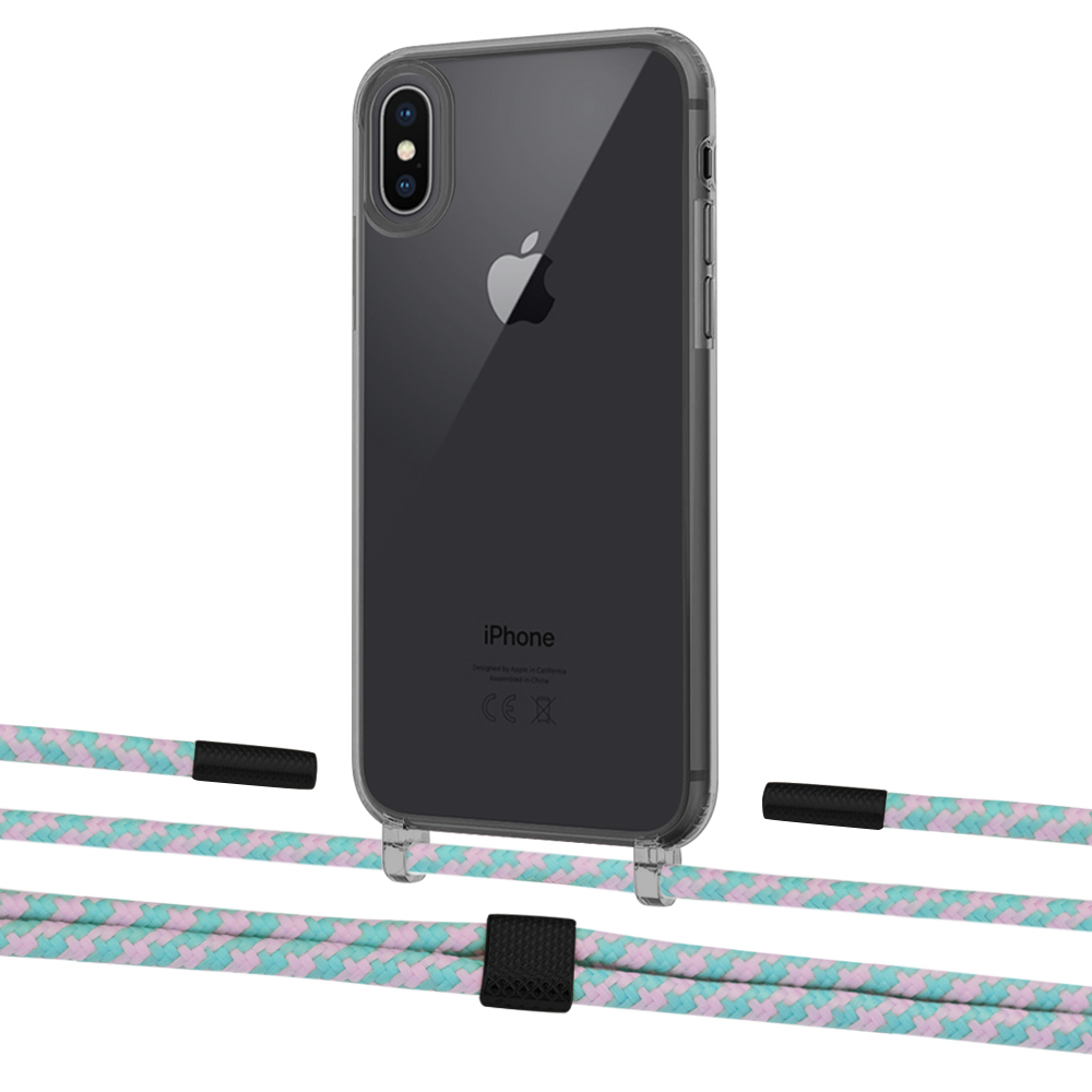 

Чехол Upex Crossbody Protection Case для iPhone XS Max Dark with Twine Turquoise and Fausset Matte Black