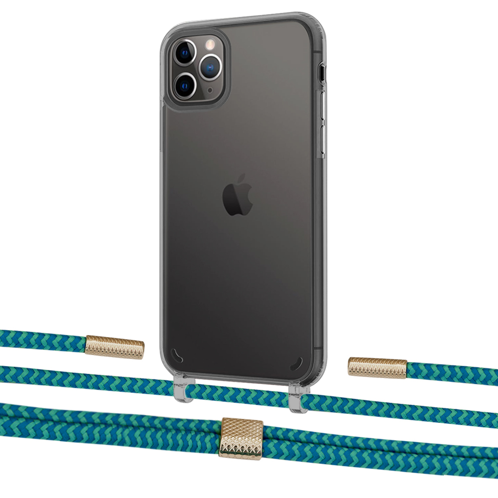 

Чехол Upex Crossbody Protection Case для iPhone 11 Pro Dark with Twine Cyan and Fausset Gold