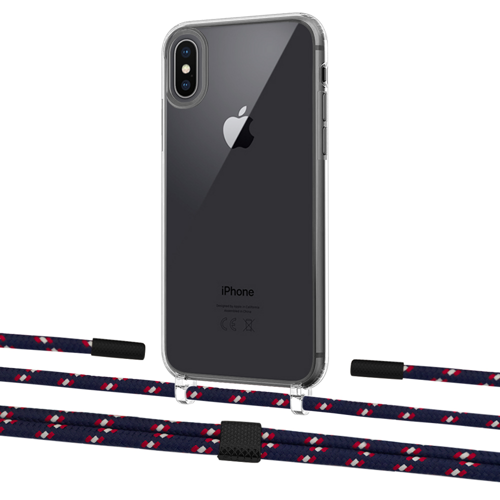 

Чехол Upex Crossbody Protection Case для iPhone XS Max Crystal with Twine Blue Marine and Fausset Matte Black
