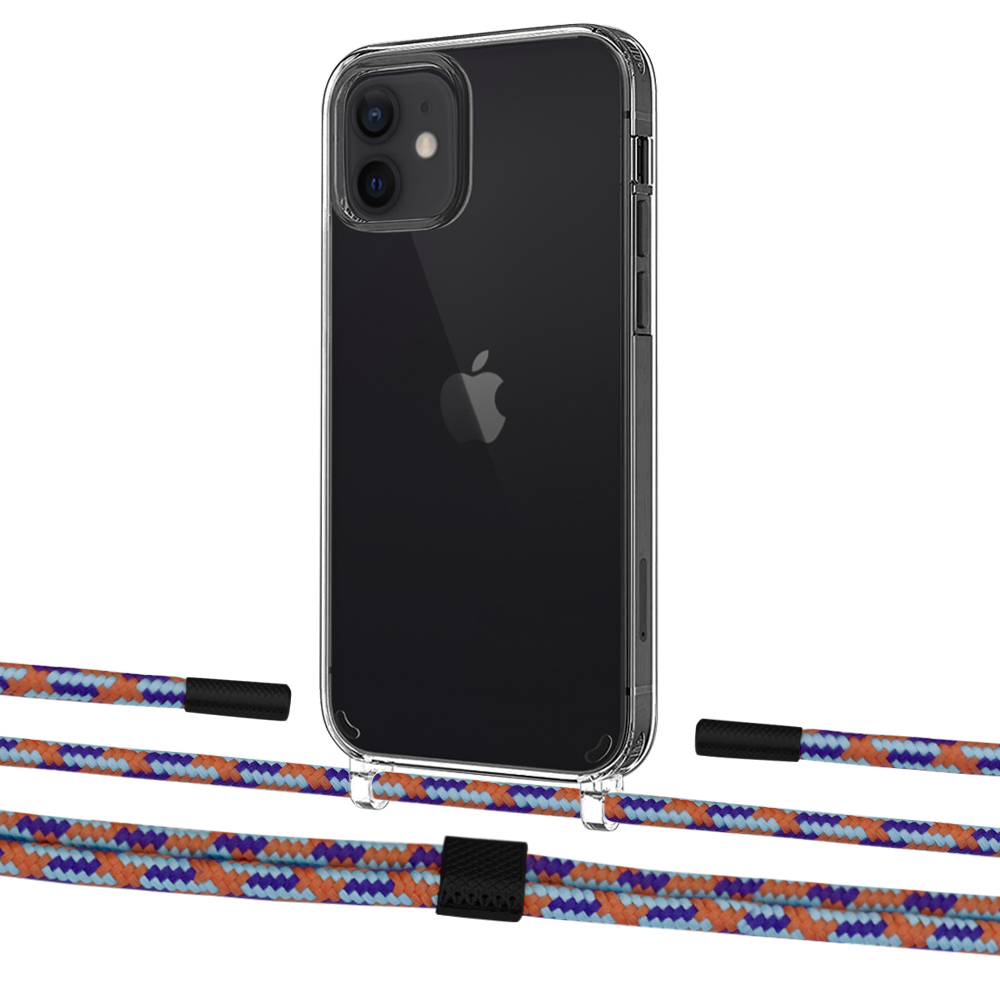 

Чехол Upex Crossbody Protection Case для iPhone 12 mini Crystal with Twine Blue Sunset and Fausset Matte Black