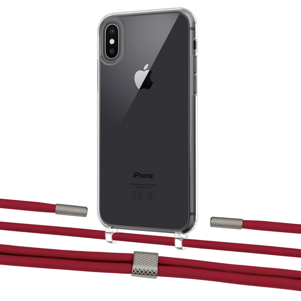 

Чехол Upex Crossbody Protection Case для iPhone XS Max Crystal with Twine Red and Fausset Silver