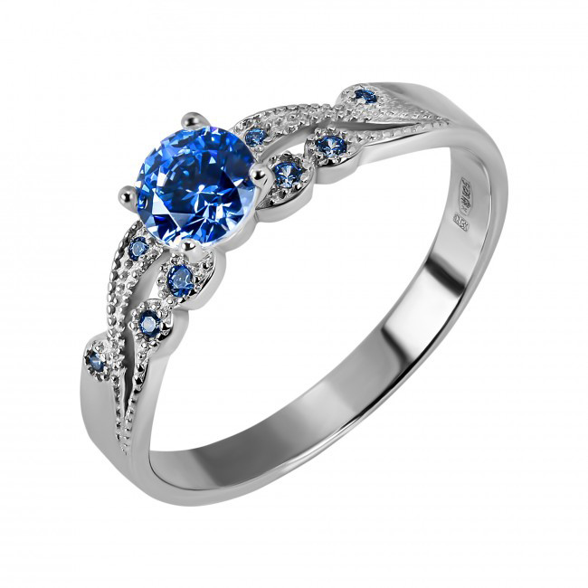 

Женское кольцо с синим камнем Swarovski Роксана