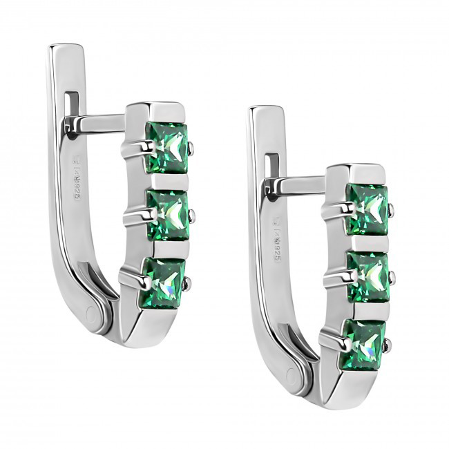 

Серьги с зелеными камнями Swarovski Прима