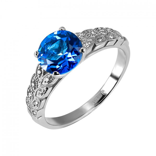 

Кольцо с синим топазом Swarovski Астория