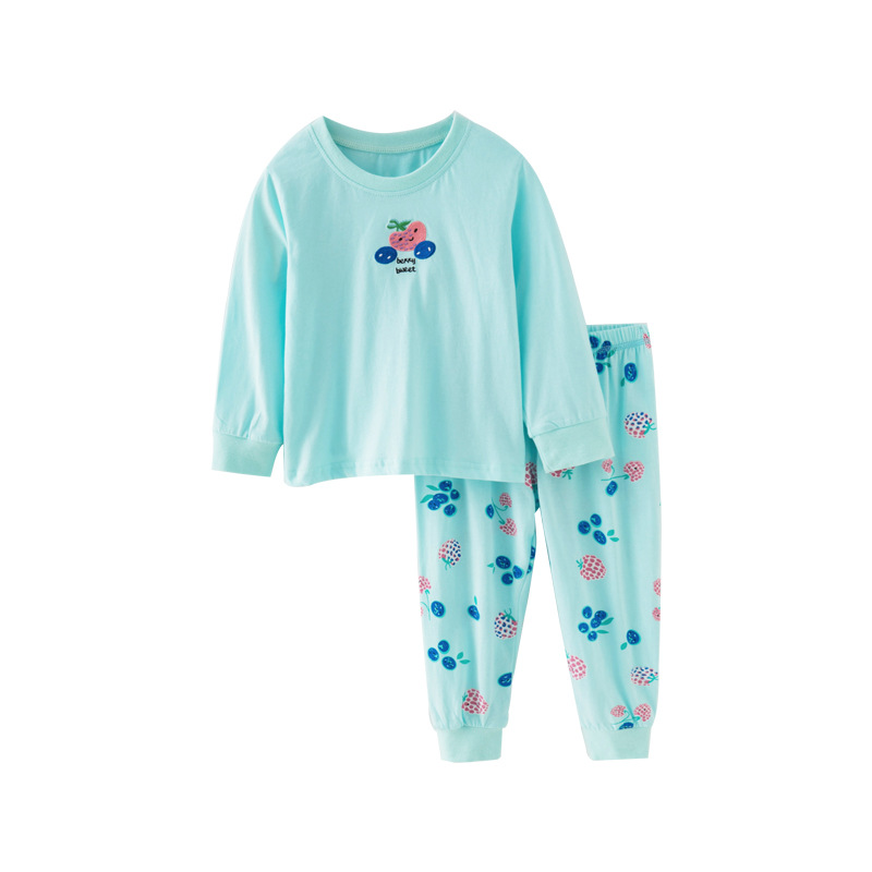 

Пижама для девочки с рисунком ягоды голубая Berry basket Berni Kids (130) Голубой