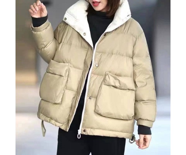 

Пуховик с накладными карманами демисезонный Modern Boutique бежевый, S ПУХ084
