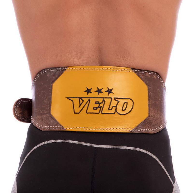 

Пояс атлетический кожаный Velo My Fit 8181 размер XL Brown-Yellow