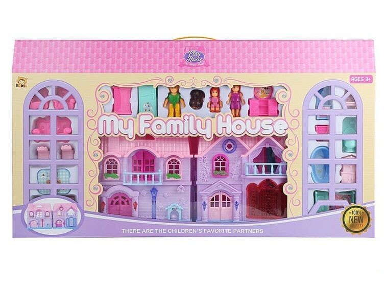 

Игровой домик для кукол My Family House 2 этажа, с куклами, мебелью и аксессуарами