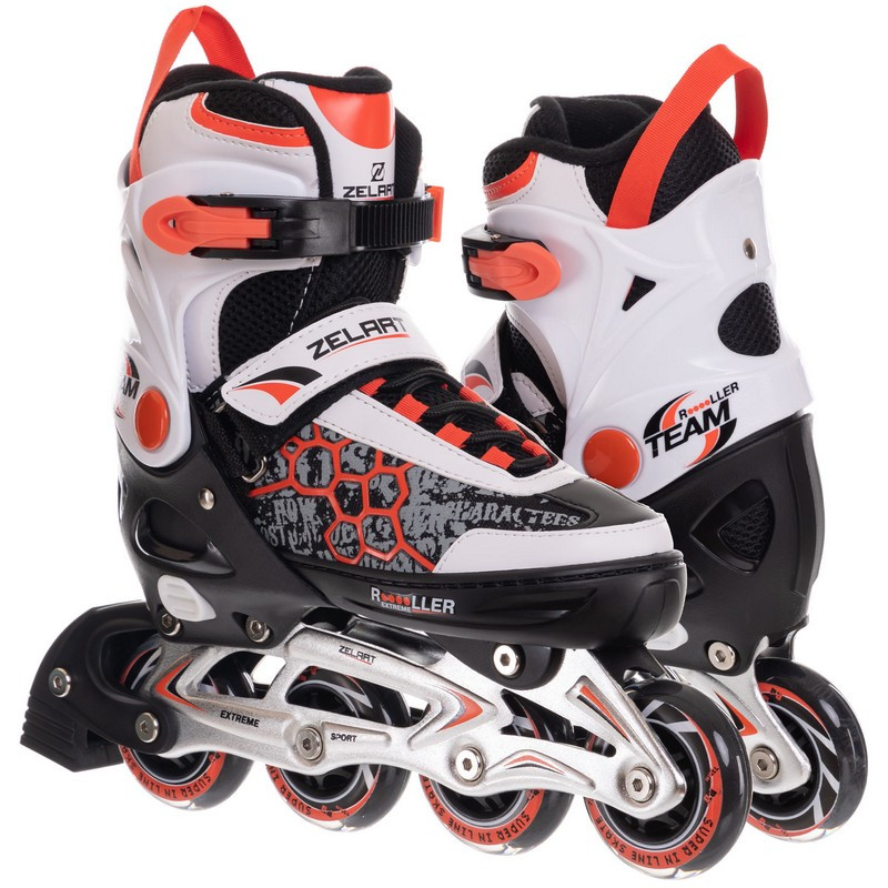 

Роликовые коньки раздвижные Zelart Roller Extreme My Go 2916 размер 37-40 White-Black-Orange