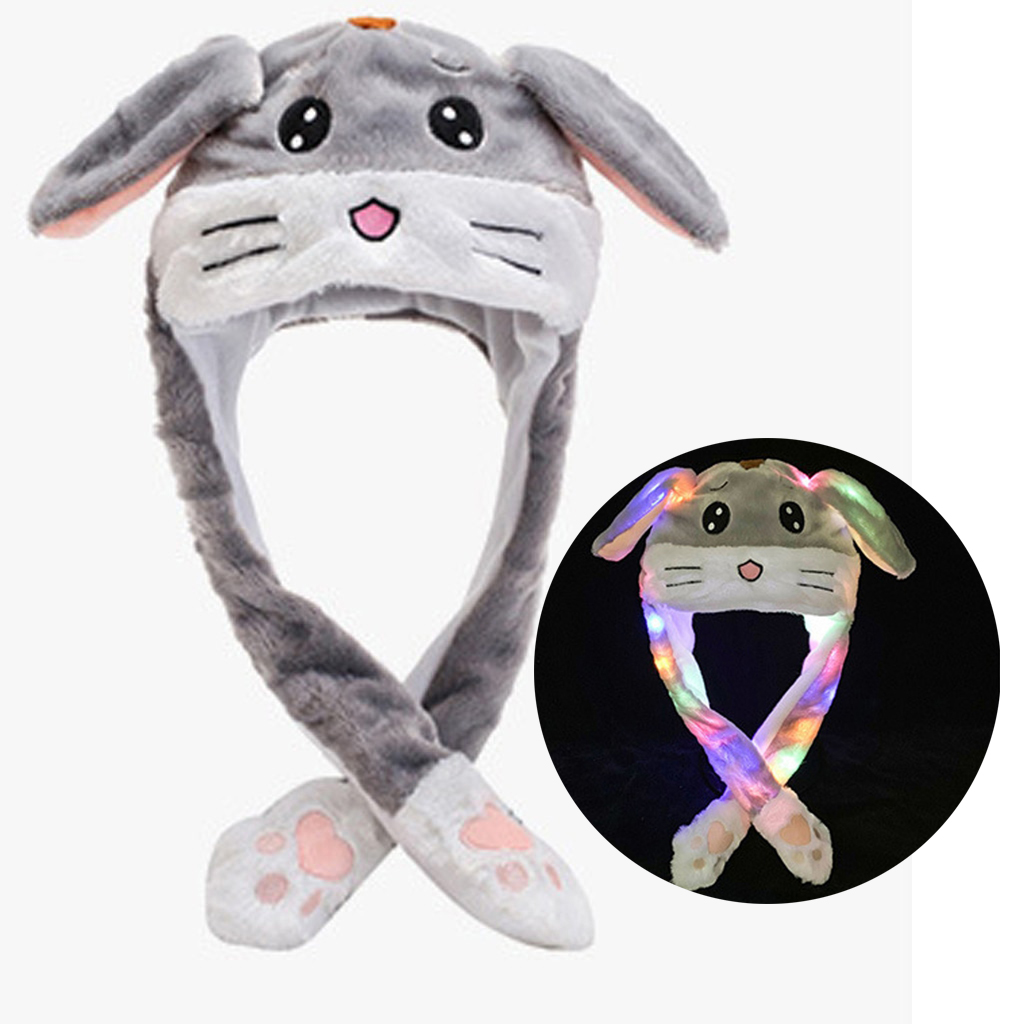 

Светящаяся шапка Серый кролик soft toys with led с двигающими ушками шапка с Led подсветкой