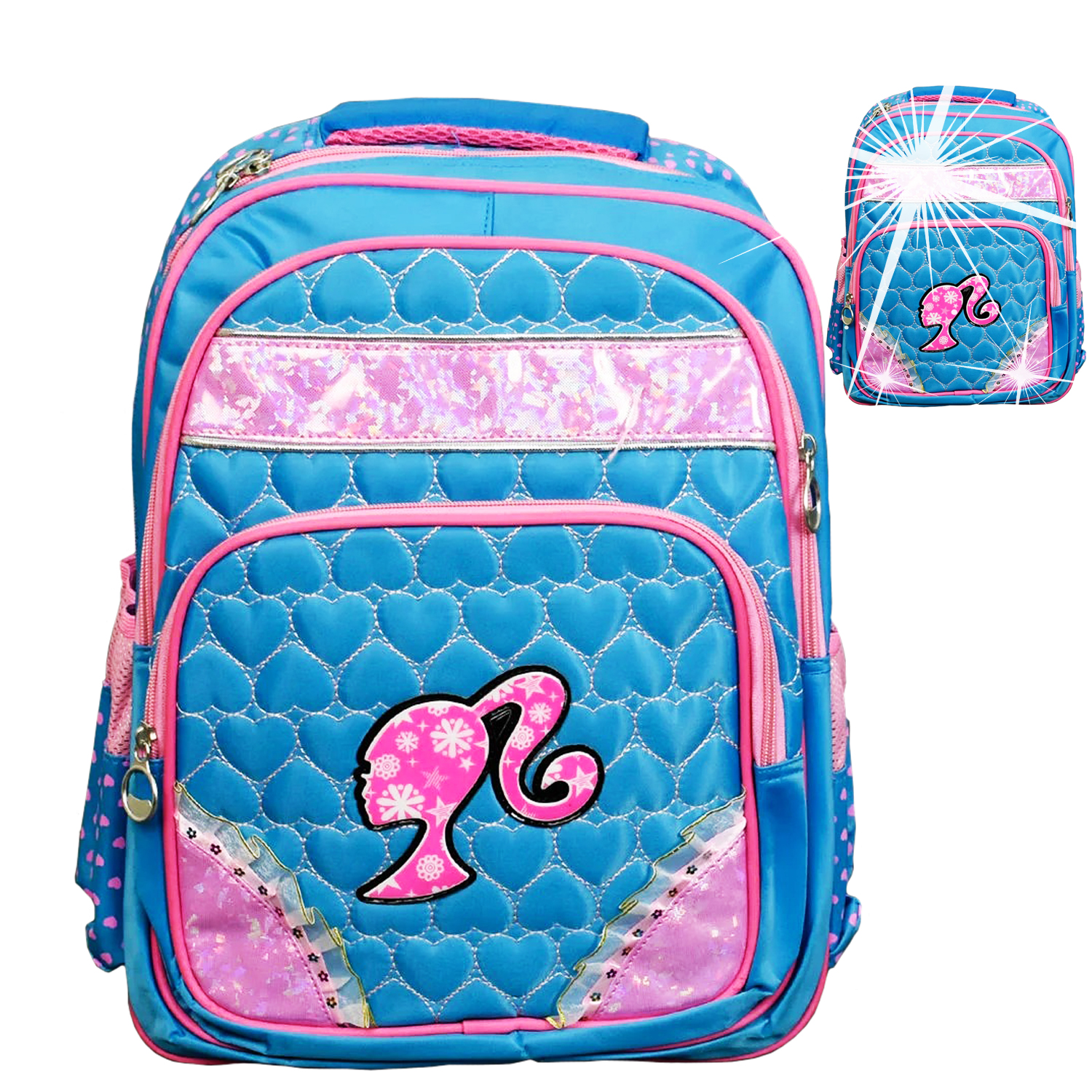

Школьный рюкзак для девочки 3D Bag glamour на 2 отделения, 3 кармана, мягкая спинка, вместительный, удобный ранец Голубой