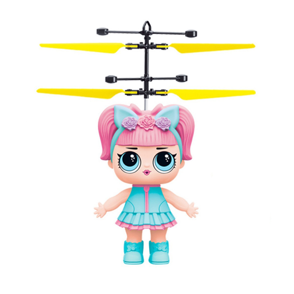 

Летающая кукла для девочек летит за рукой Flying Girl Индукционная игрушка вертолёт Голубая
