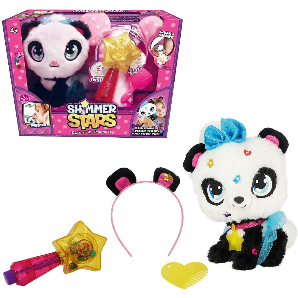 

Игровой набор мягкая игрушка Говорящая панда SHIMMER STARS для создания собственного стиля говорит фразы на русском языке + аксессуары