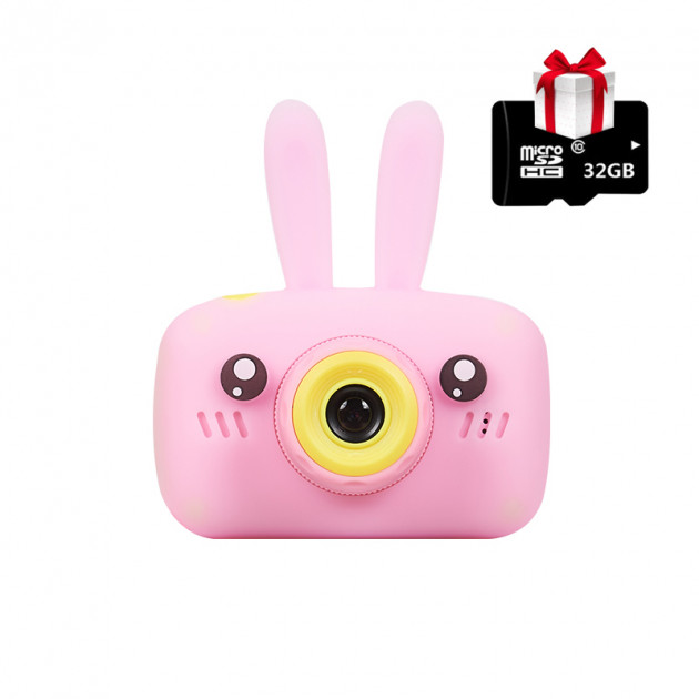 

Детский цифровой фотоаппарат видеокамера Smart Kids 3.0 Розовый Зайчик 20Мп Full HD + подарок карта памяти 32 Гб